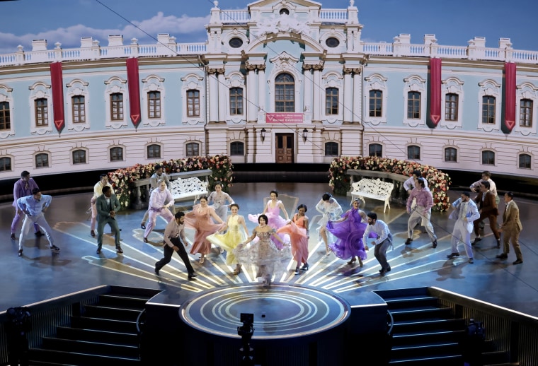 Dancers perform "Naatu Naatu" from "RRR"during the Academy Awards, on Mar. 12, 2023.