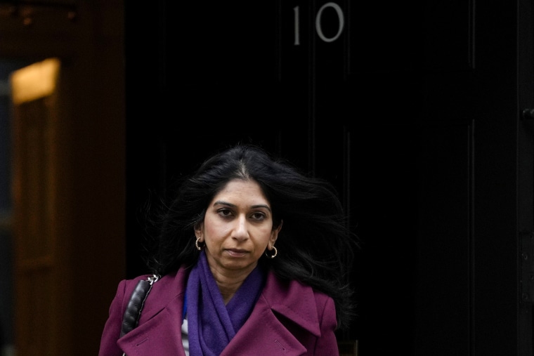 Home Secretary Suella Braverman leaves Downing Street in London on January 31, 2023.