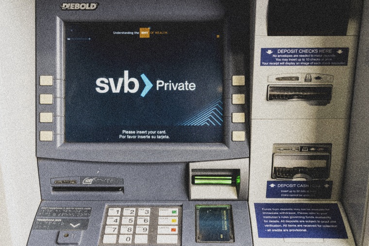 An automated teller machine (ATM) outside a Silicon Valley Bank branch in Santa Monica, Calif., on March 13, 2023.