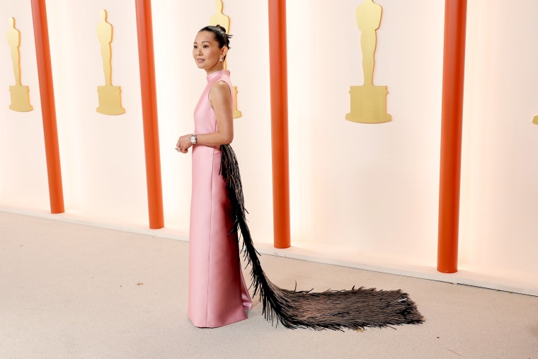 Hong Chau arrives at the Oscars on March 12, 2023, in Los Angeles.