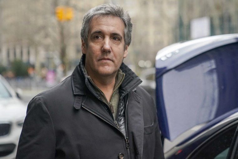 Michael Cohen leaves a lower Manhattan building after meeting with prosecutors March 10, 2023, in New York.