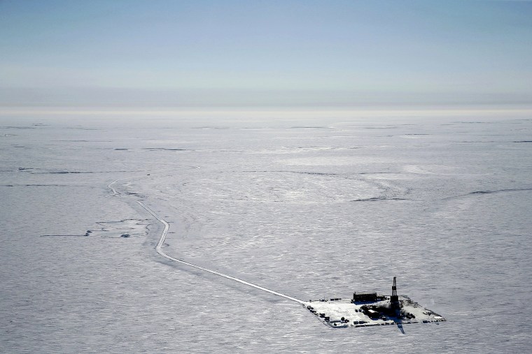 Image: An exploratory drilling camp at the proposed site of the Willow oil project on Alaska's North Slope in 2019.