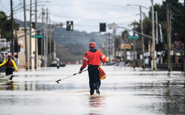 PAJARO, CALIFORNIA - MARCH 13, 2023: Water rescue officer Jeoff