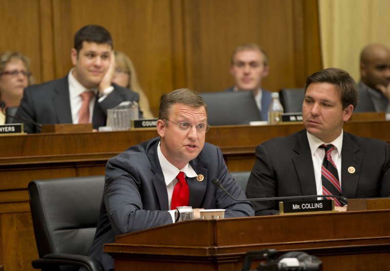 The then Rep.  Ron DeSantis listens as the representative.  Doug Collins speaking during a House Judiciary Committee hearing in Washington, DC