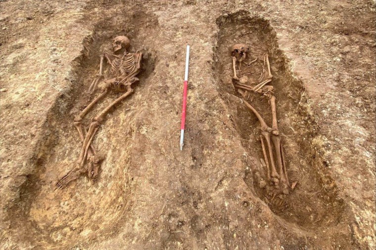 The discovery near Garforth in the north of England revealed the remains of more than 60 men, women and children who lived in the area more than a thousand years ago.