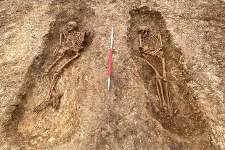 The discovery near Garforth, in northern England, revealed the remains of more than 60 men, women and children who lived in the area more than a thousand years ago.