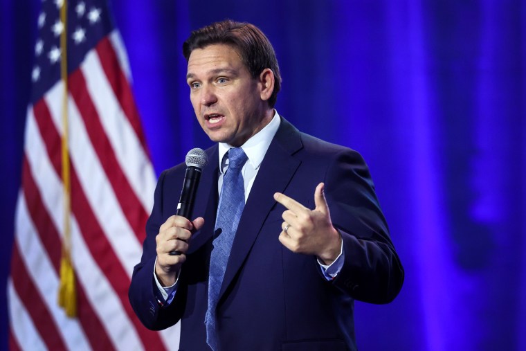 Florida Gov. Ron DeSantis at the Iowa State Fairgrounds on March 10, 2023, in Des Moines.