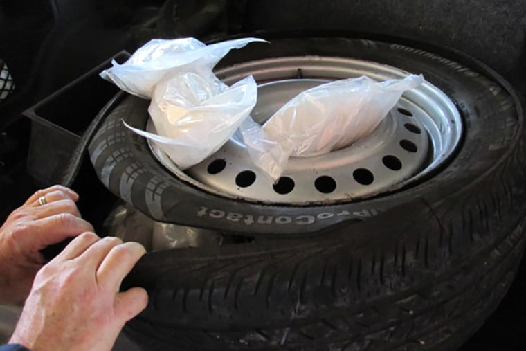 Meth found in a spare tire at the Ysleta port of entry in El Paso, Texas, on June 15, 2021.