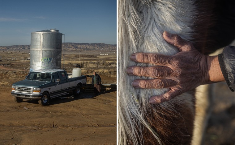 After a bumpy 4-mile drive in the eastern reaches of the Navajo Nation reservation in New Mexico, Help-Hood arrives at her local well.