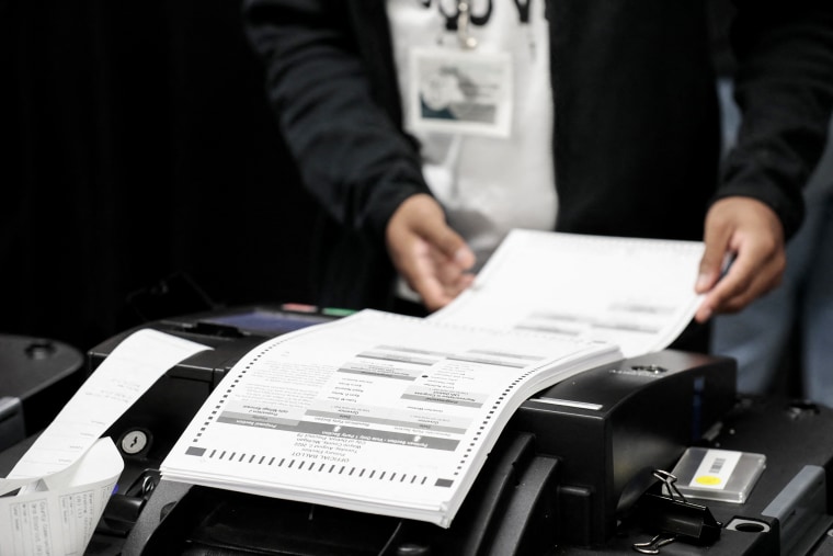 The Detroit Department of Elections performs a public accuracy test of their equipment, which is made by Dominion Voting Systems, on July 28, 2022, in advance a primary election.