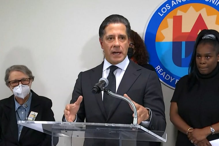 LAUSD Superintendent Alberto M. Carvalho speaks about the pending strike in Los Angeles, on Monday.