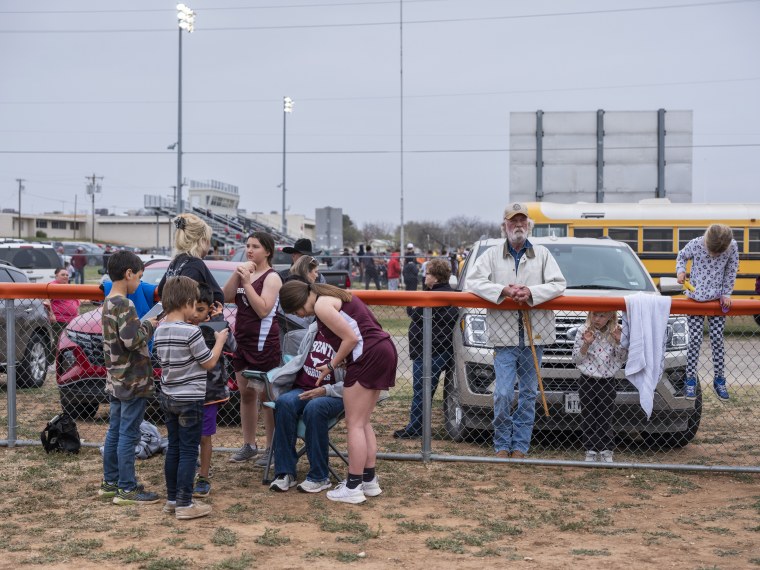 Family and friends come to spectate during a middle school track meet held at March 9, 2023.