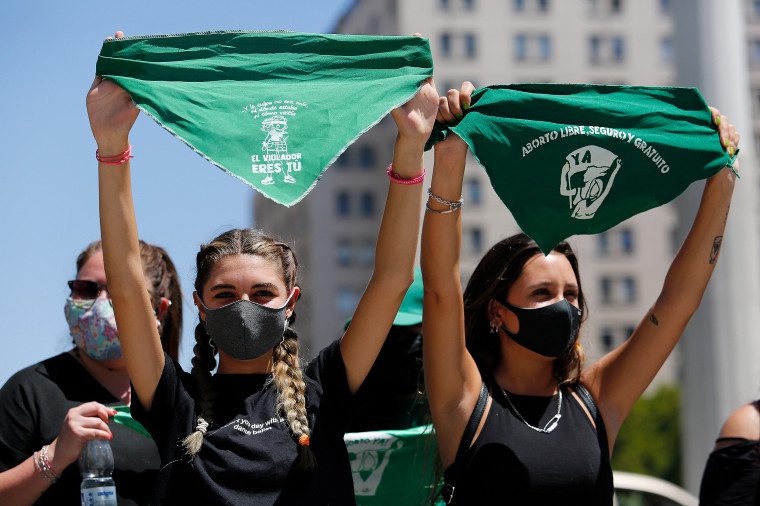 A pro-abortion rights demonstration in Santiago, Chile, in 2021.