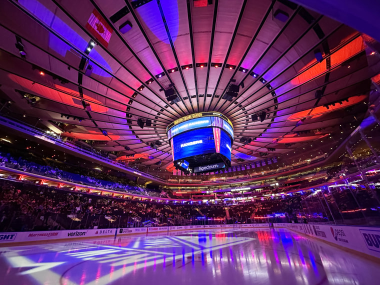 The arena at Madison Square Garden prior to a Rangers hockey match