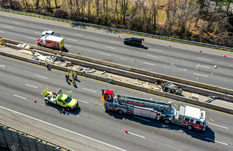 Police investigate a deadly accident between Security Road and Liberty Road on March 22, 2023, near Lochhearn, Md.