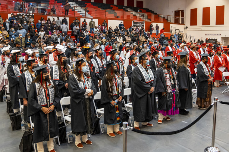 Navajo Technical University graduates at their graduation ceremony in Crownpoint, N.M., Dec. 16, 2022.