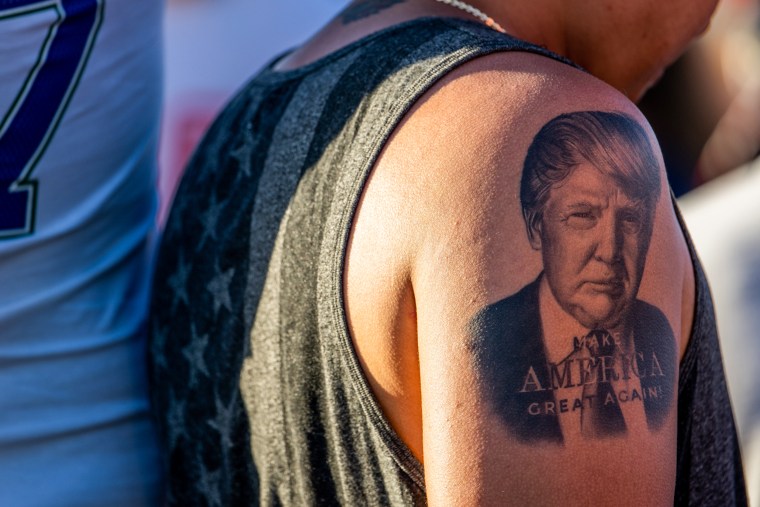 A Trump supporter attends the former president's rally in Waco, Texas, on March 25, 2023.