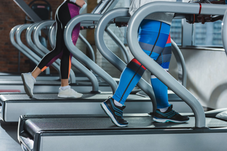 Women training on treadmills