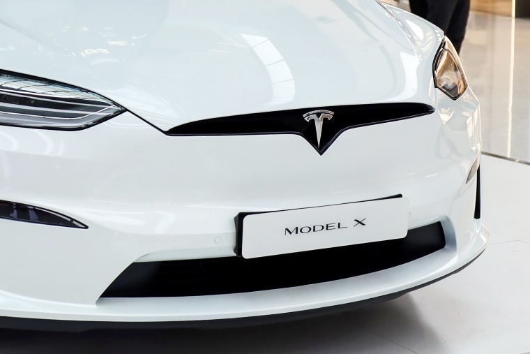 A Tesla Model X in Beijing on Feb. 7, 2023.
