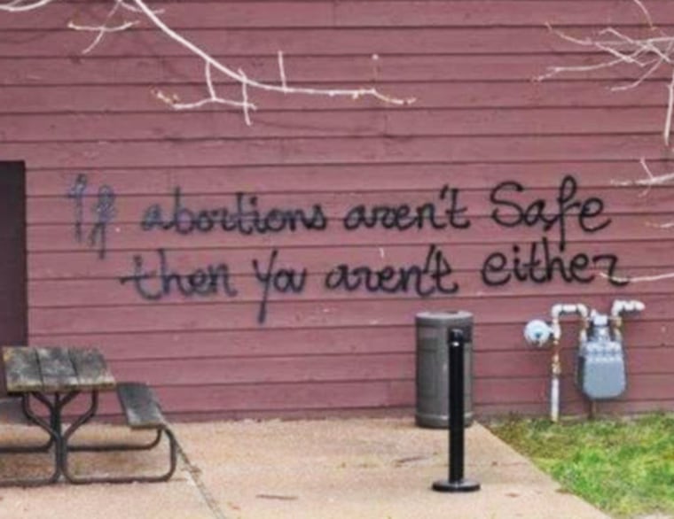 The graffiti at Wisconsin Family Action.