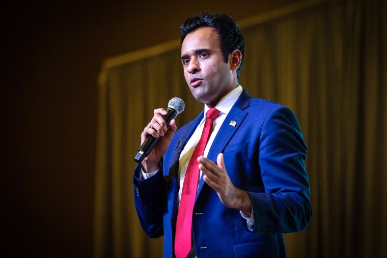 Image: Entrepreneur and political activist Vivek Ramaswamy speaks during the Vision 2024 National Conservative Forum in Charleston, S.C., on March 18, 2023. 