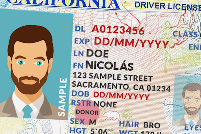 Proponents of Assembly Bill 77 want to be able to have accents on their names in government documents; if it passes a California driver's license could look like this.