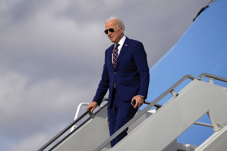 President Joe Biden arrives at Andrews Air Force Base, Md., on March 28, 2023.