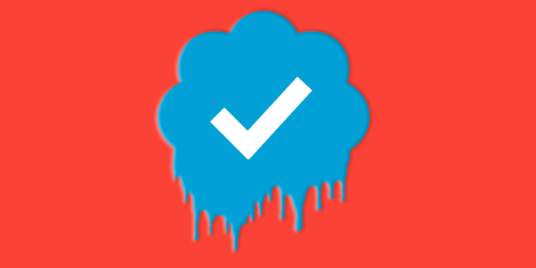 Photo Illustration: The Twitter check mark melting