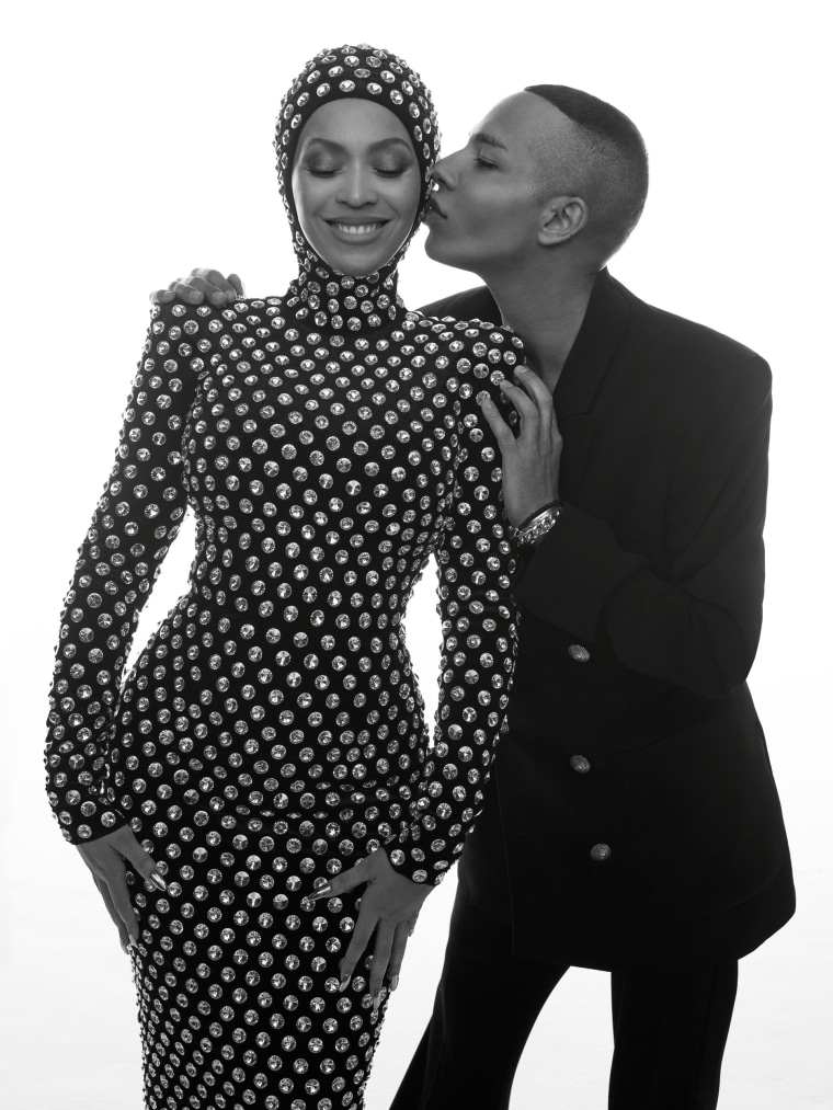 Beyonce with designer Olivier Rousteing.