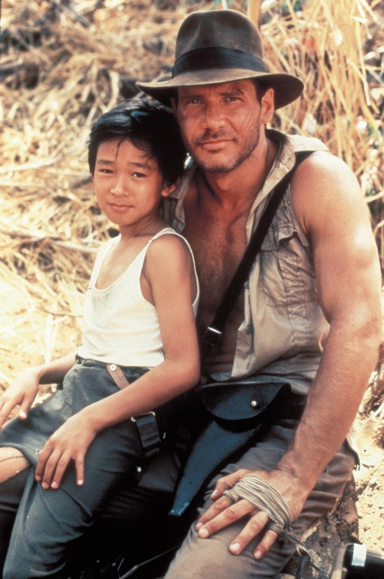 Harrison Ford and Jonathan Ke Quan in Indiana Jones and the Temple of Doom. 1984.