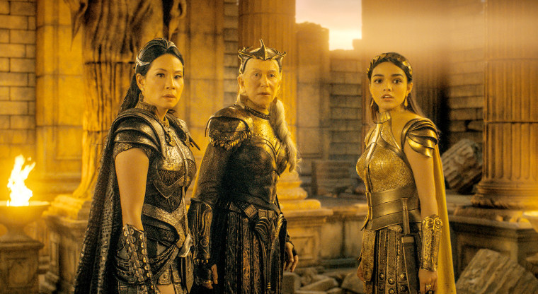Lucy Liu, Helen Mirren, Rachel Zegler in “Shazam! Fury of the Gods”