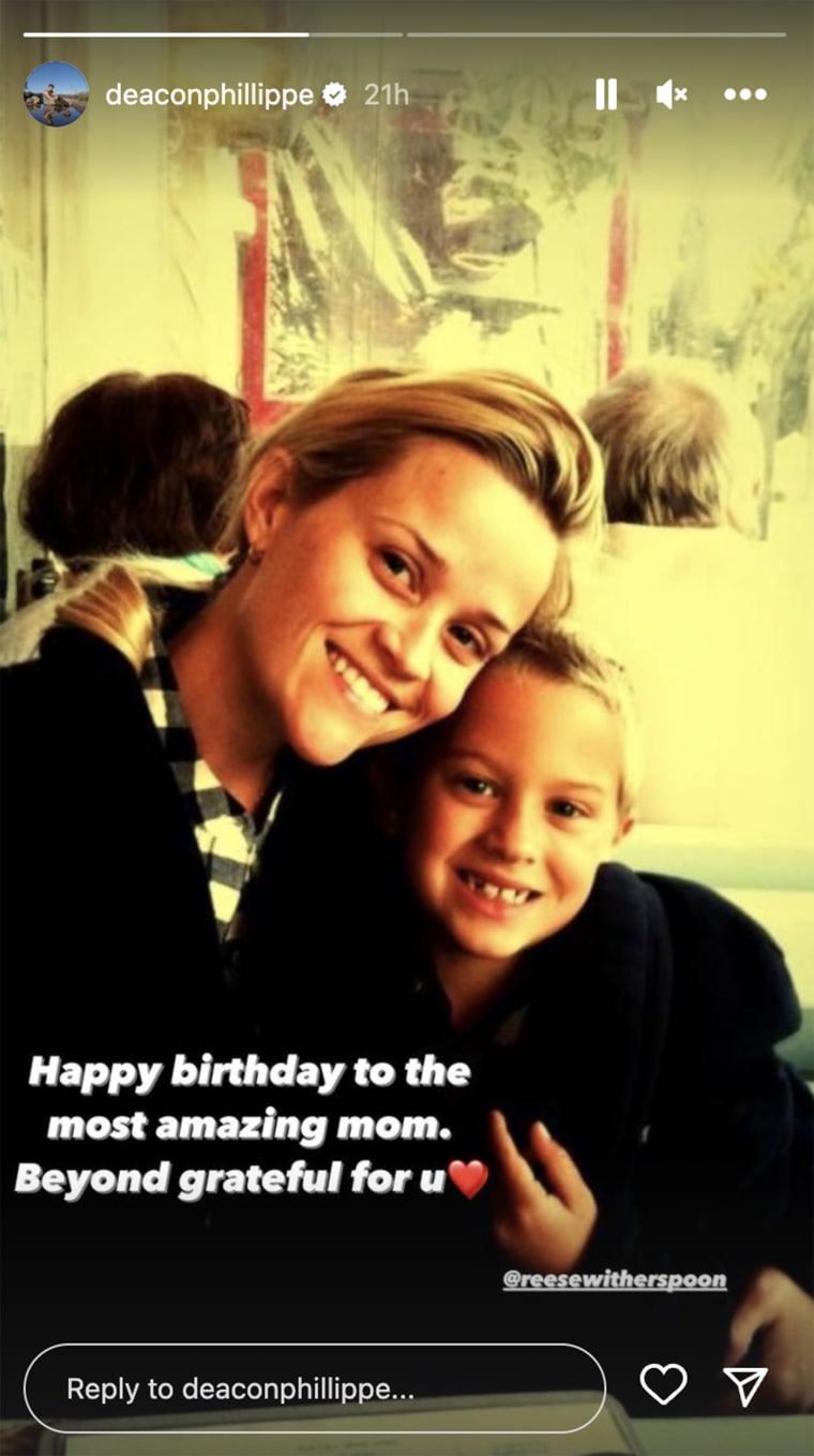 Reese Witherspoon's son Deacon wishes her a happy 47th birthday.