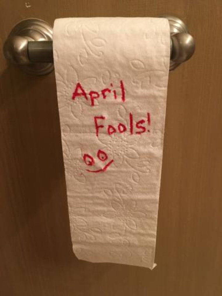 april fools message on toilet paper