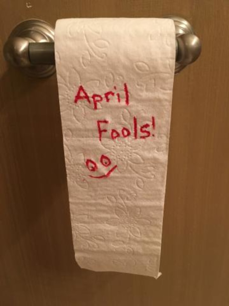 april fools message on toilet paper 