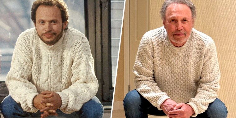 Crystal in 1989's "When Harry Met Sally" (left), and Crystal on his 75th birthday, (right). 
