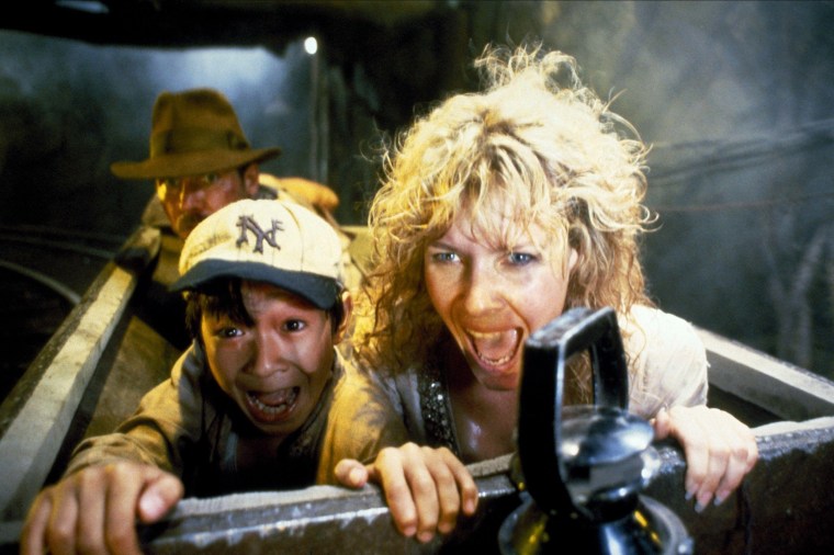 Harrison Ford, Jonathan Ke Quan and Kate Capshaw in Indiana Jones and the Temple of Doom, 1984.