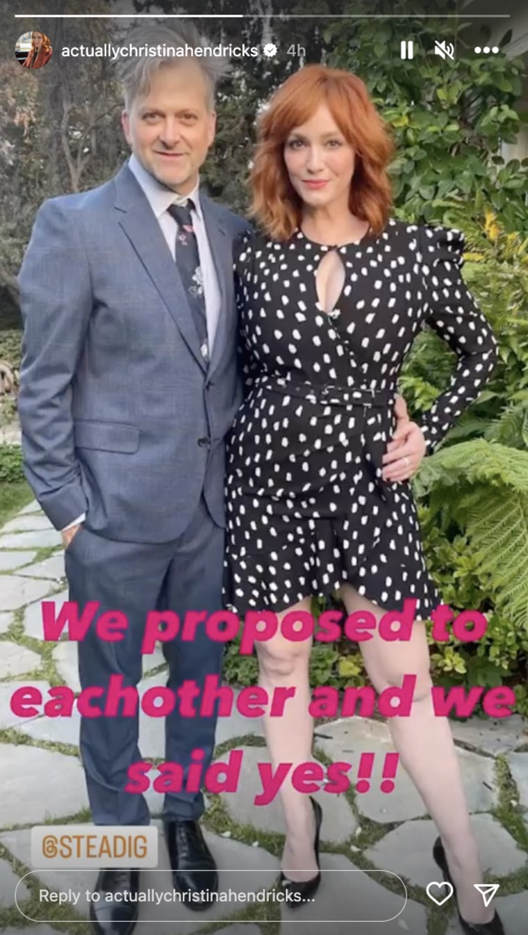 Hendricks shared a second photo of their engagement announcement to her Instagram story.