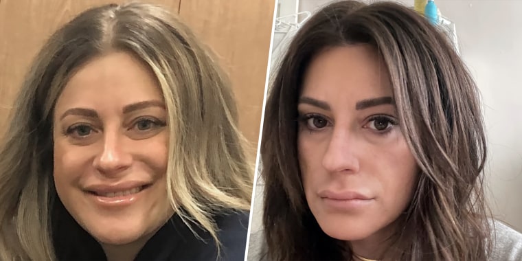 The weight loss is visible on Jeannine DellaVecchia's face. 