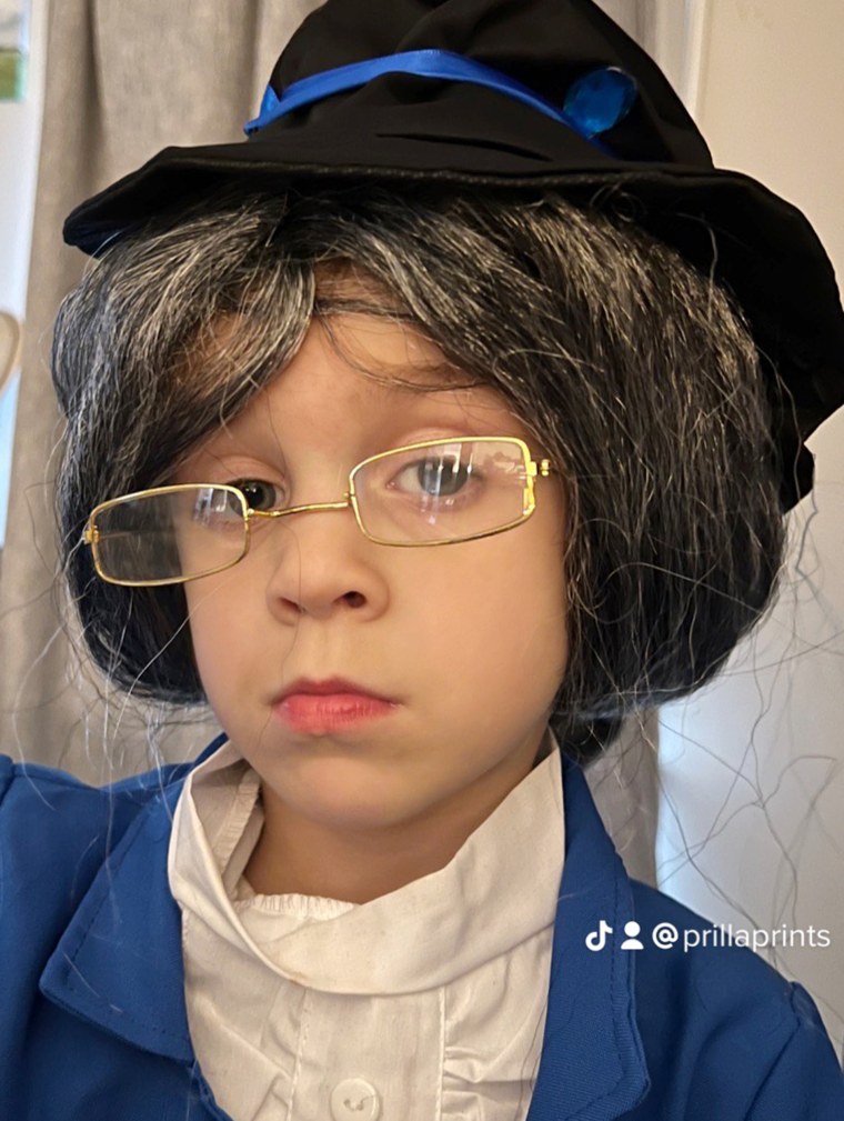 "Last night, I told her if she didn't go to bed, then I was going to put the Eleanor Roosevelt costume in time-out," Essie's mother says, adding that her response was, "Even the wig?"