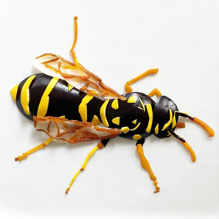 A wasp made from an eggplant.