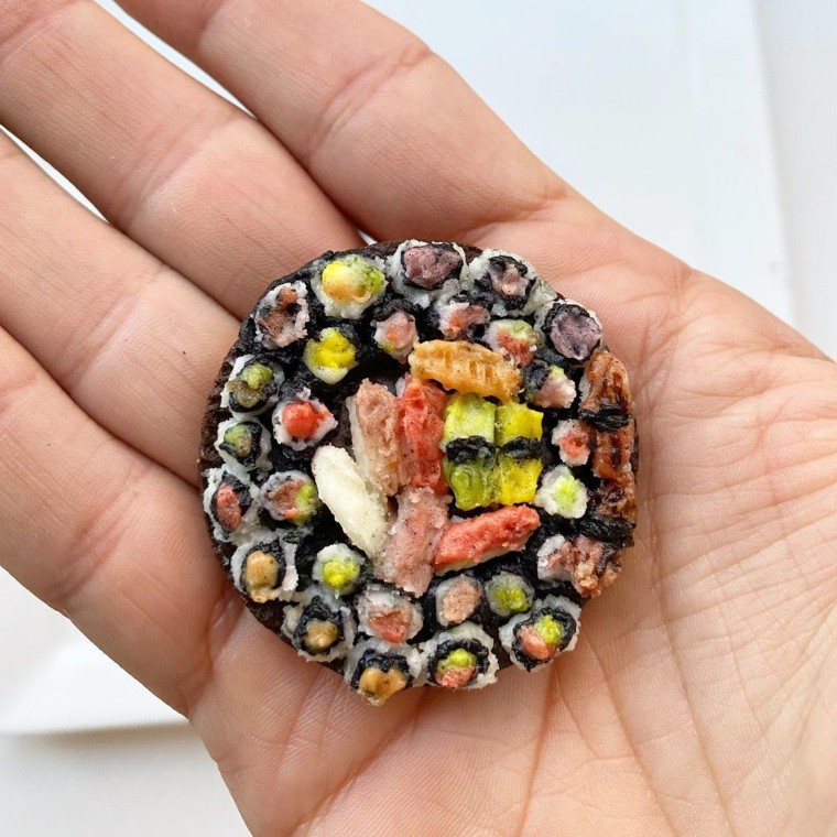 A sushi platter fashioned on an Oreo cookie.