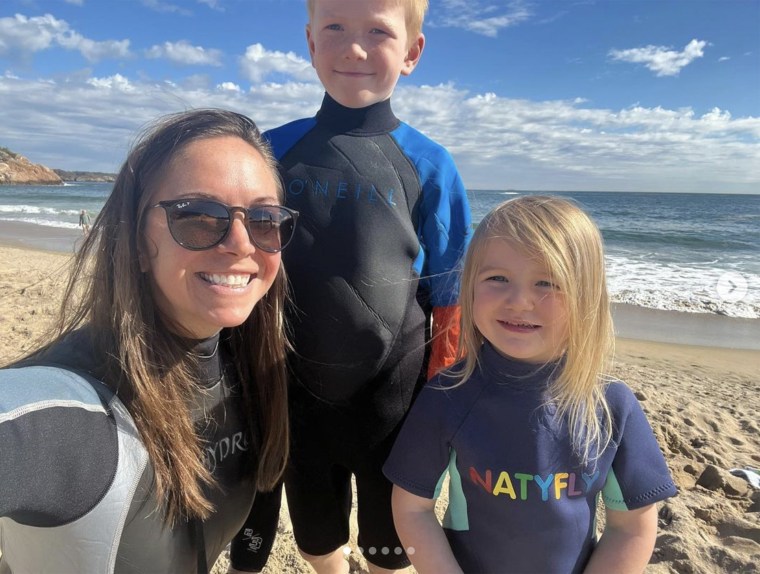 Taking a swim with my oldest and youngest, two weeks after my diagnosis.