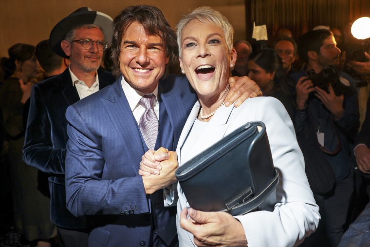 Tom Cruise and Jamie Lee Curtis at the 95th Academy Awards Nominees Luncheon on February 13, 2023.