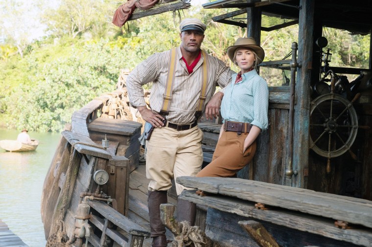 Johnson and Blunt in 2021's "Jungle Cruise" 