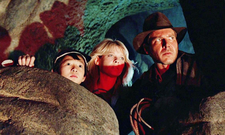 Ke Huy Quan, Kate Capshaw and Harrison Ford in Indiana Jones and The Temple of Doom, 1984.