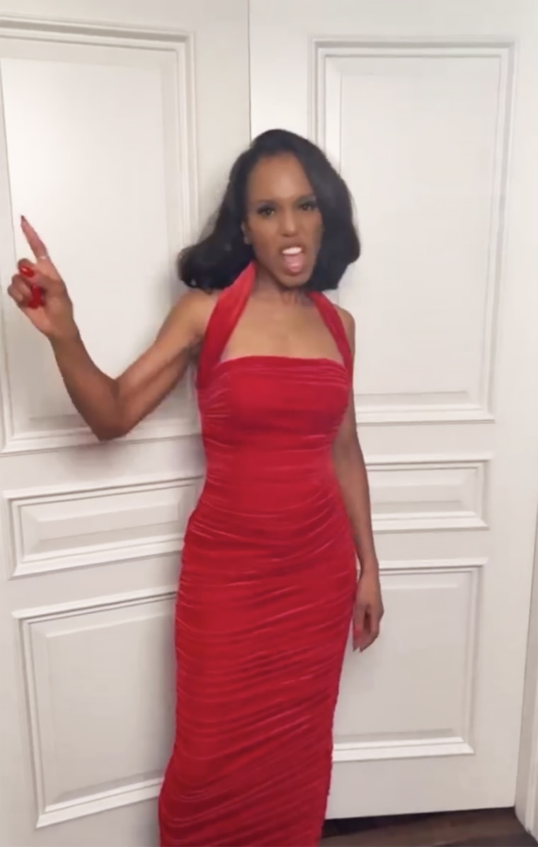 Washington lip-synched to Houston's music when she modeled the dress on her Instagram page.