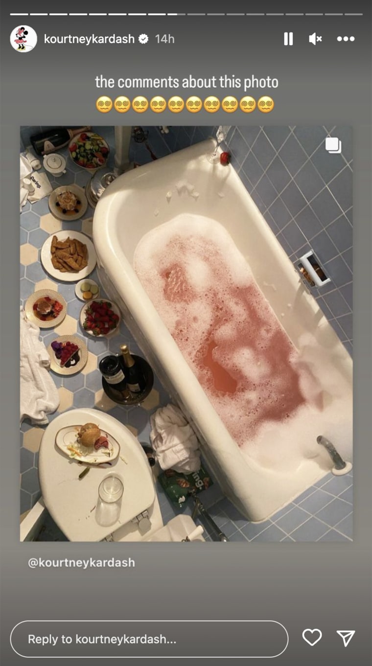 Kourtney Kardashian Barker was amused by the responses to her photo of food by the bathtub.