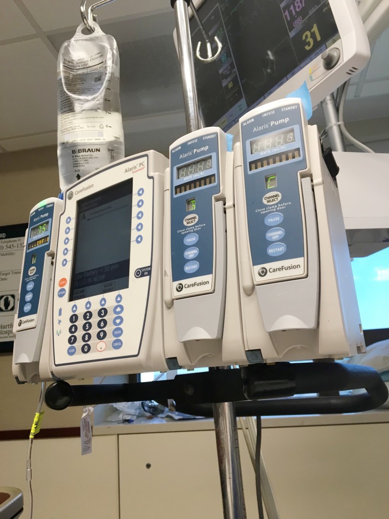 Alteplase and IV pumps in the ICU.
