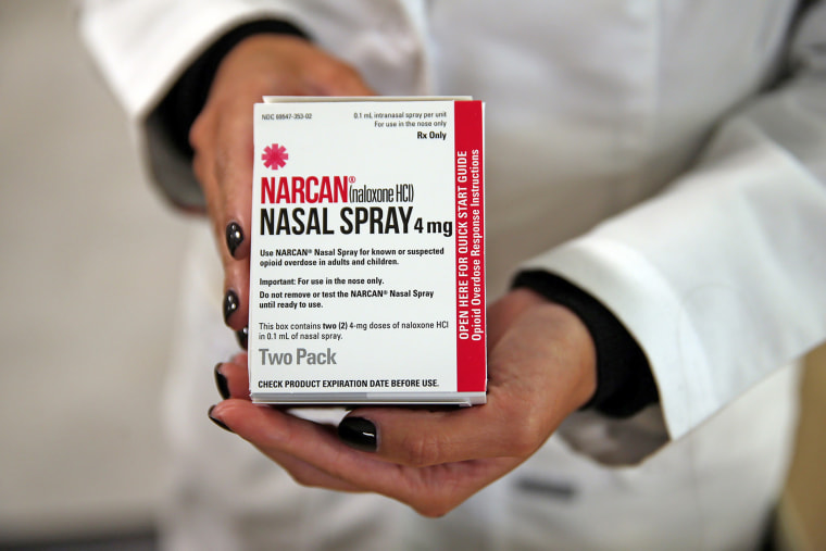 Naloxone nasal spray, sold under the brand name Narcan.