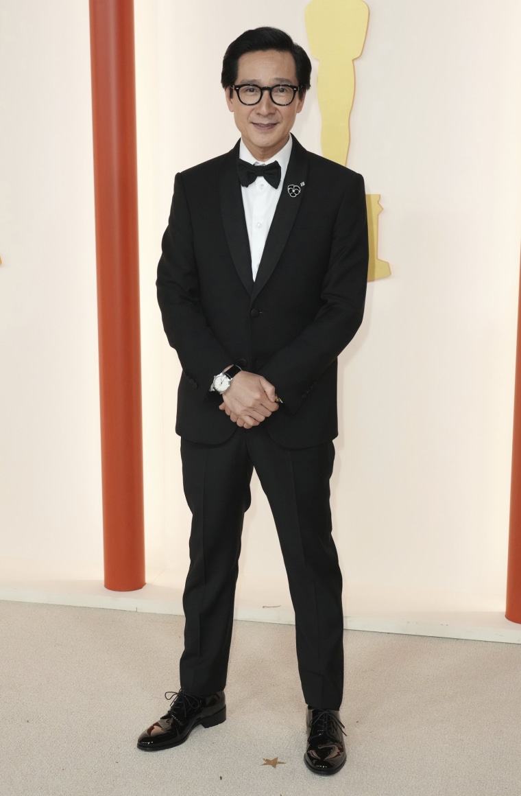 Ke Huy Quan arrives at the Oscars on March 12, 2023 in Los Angeles.